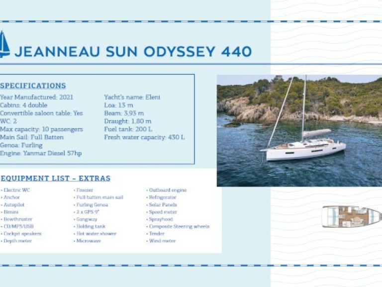 Location bateau Jeanneau Sun Odyssey 440 à Níkiti sur Samboat