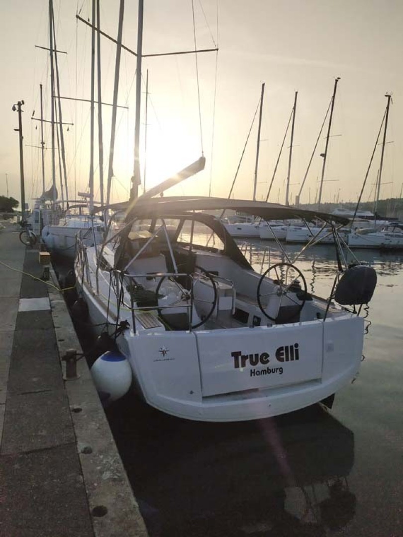 Jeanneau Sun Odyssey 349 true elli eco solar sailboat charter at ACI Marina Trogir, Croatia