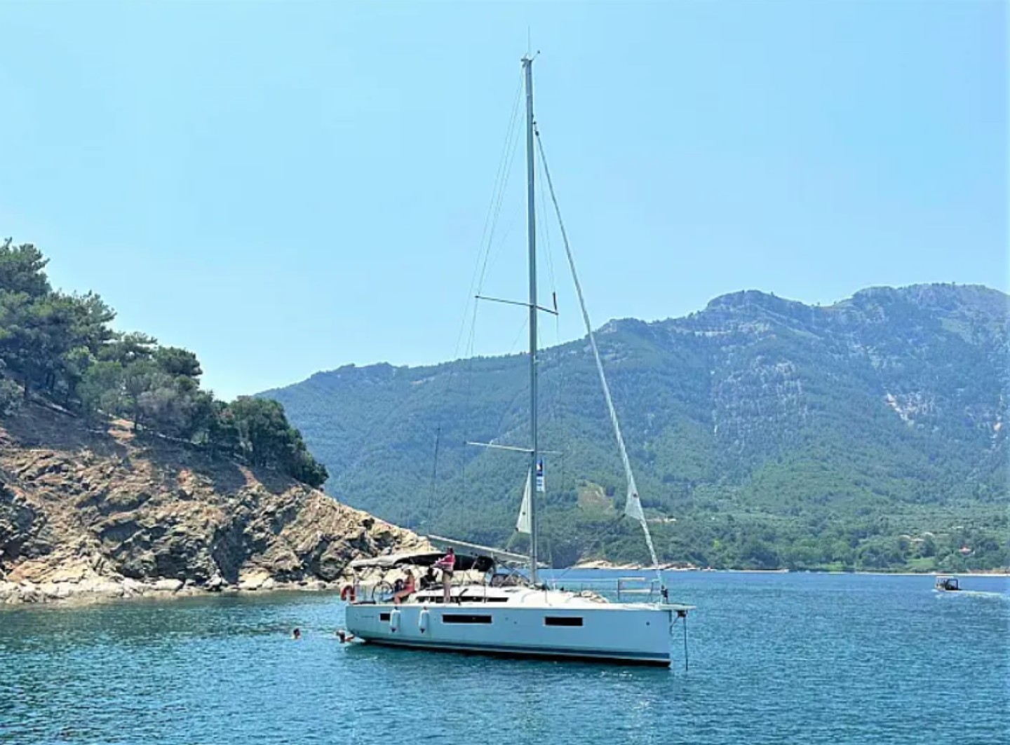 Jeanneau Sun Odyssey 440 North Wind 44 eco solar sailboat charter in Keramotí, Greece