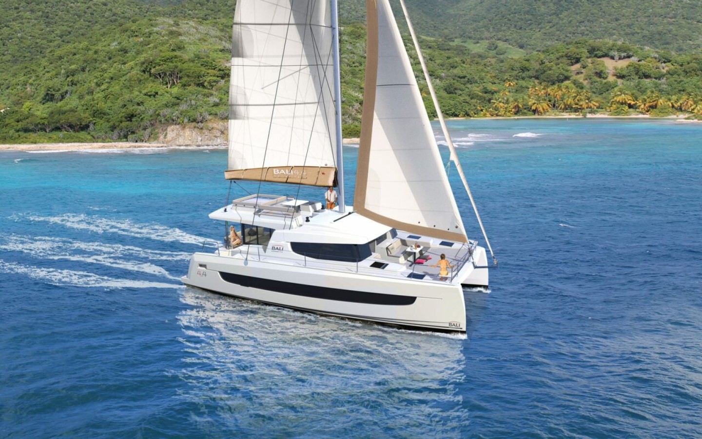 Bali 4.4 eco solar catamaran charter in Skiathos, Greece