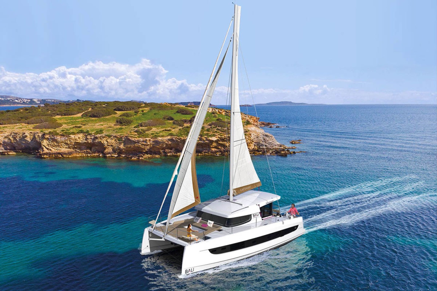 Bali Catsmart eco solar catamaran charter in Komolac, Croatia