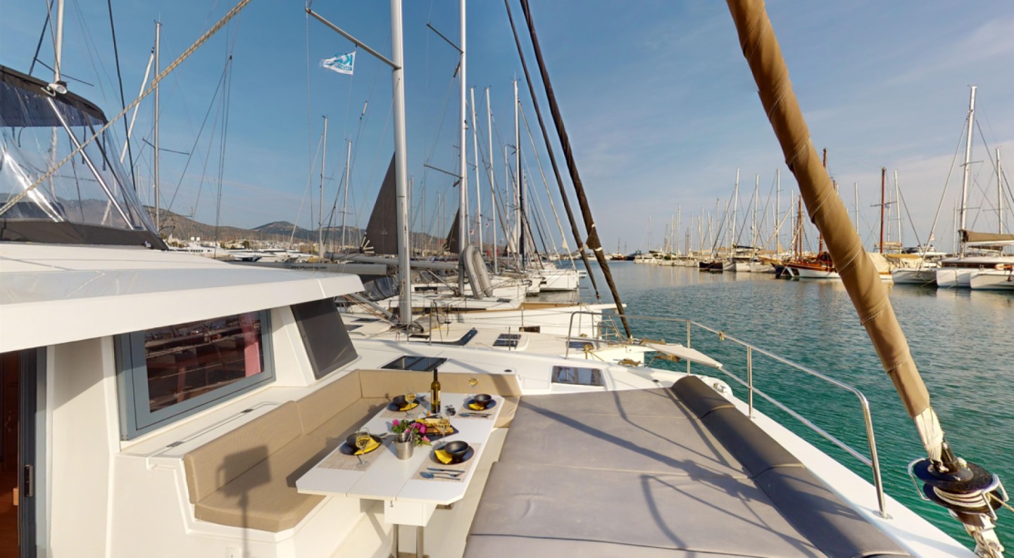 Bali 4.8 eco solar catamaran charter in Alimos, Greece