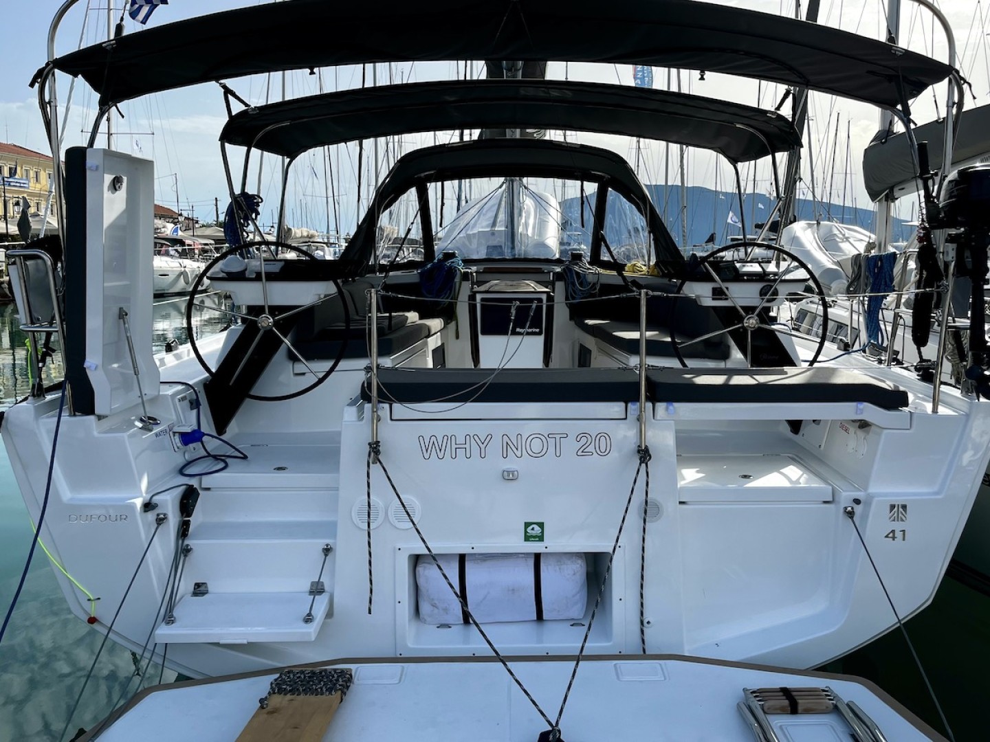 Dufour 41 eco solar sailboat charter from Lefkas Marina in Greece