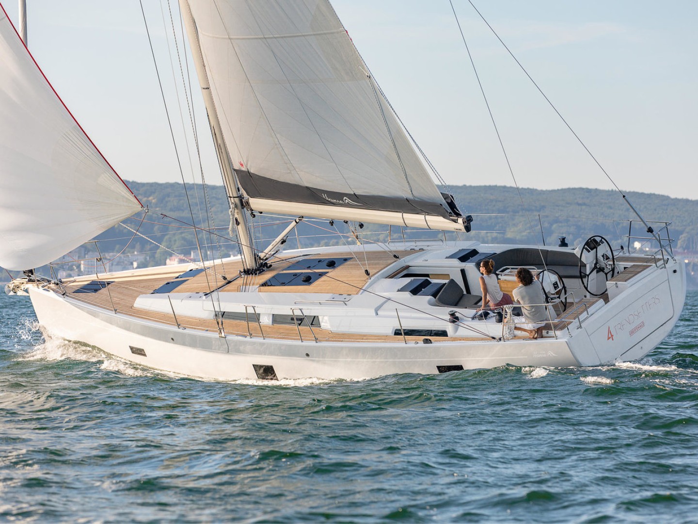 Hanse 458 eco solar sailboat charter from Lefkas Marina in Greece