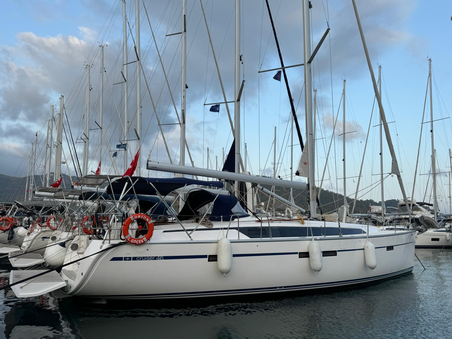 Bavaria Cruiser 46 eco solar sailboat charter at Göcek Village Port, Turkey
