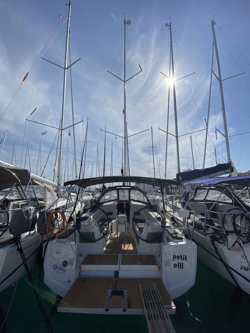 Jeanneau Sun Odyssey 349 petit elli eco solar sailboat charter at ACI Marina Trogir, Croatia