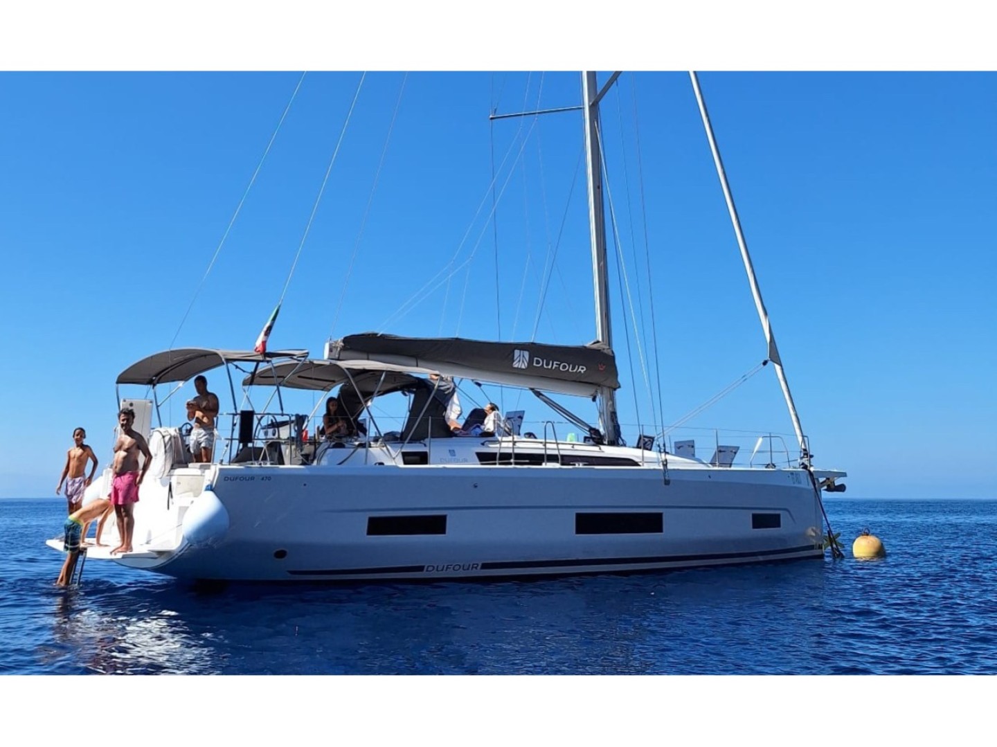Dufour 470 eco solar sailboat charter at Marina di Portorosa, Furnari