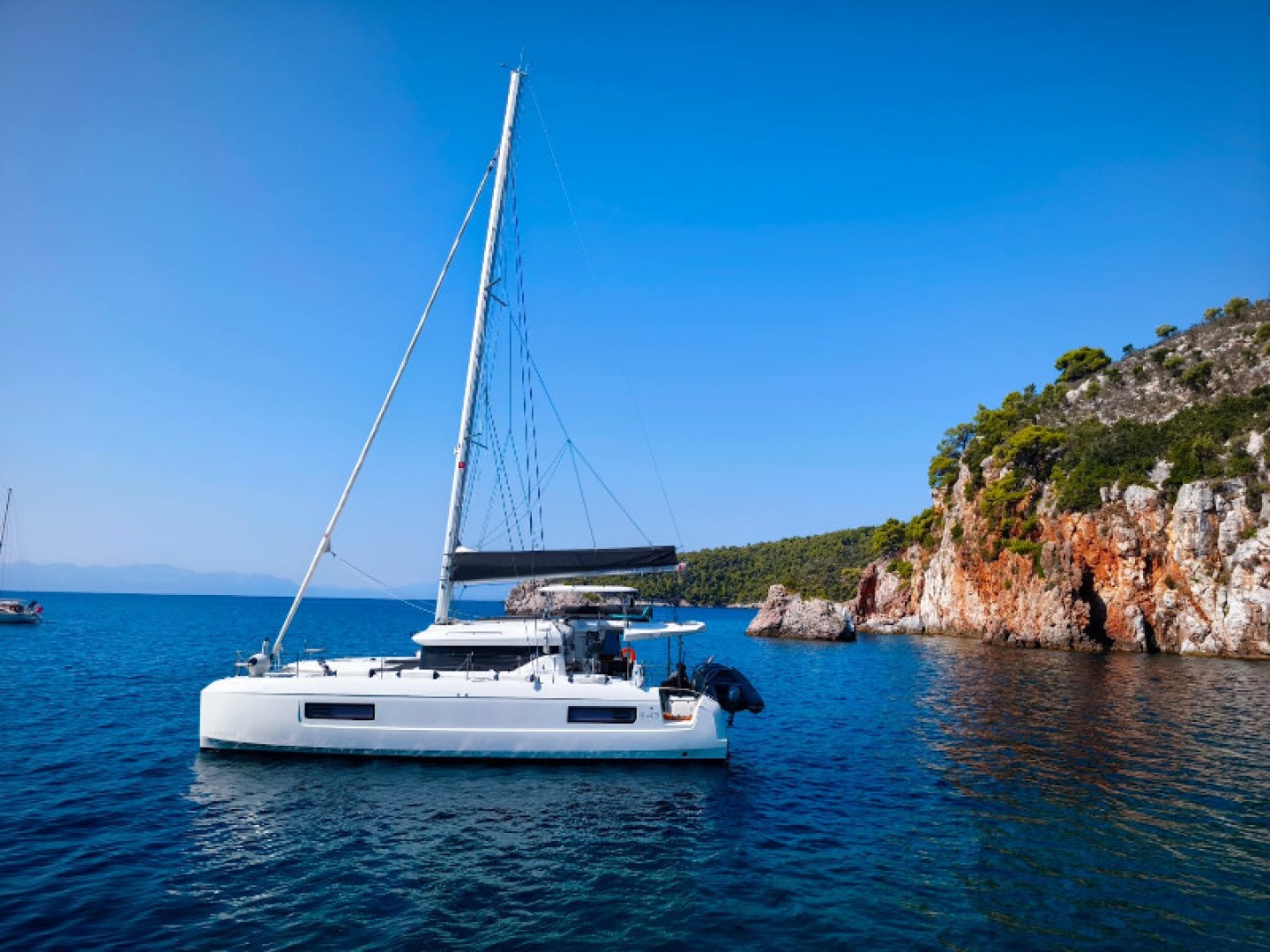 Lagoon 43 Aelia eco solar catamaran charter at Port of Volos, Greece