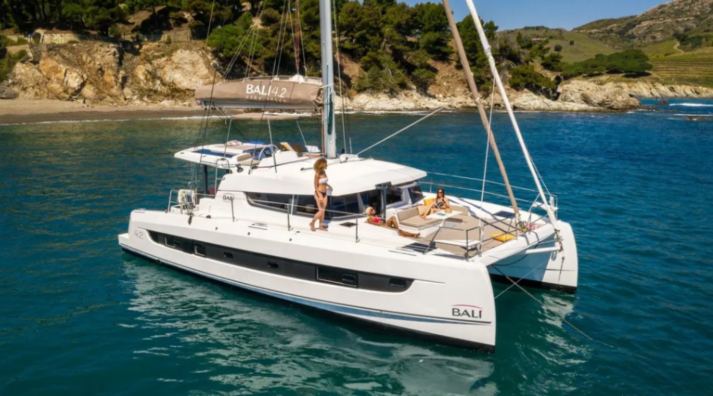 Bali 4.2 eco solar catamaran charter in Pálairos, Greece