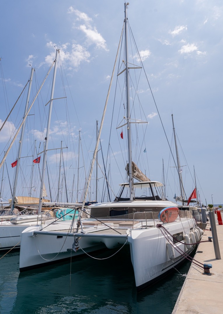 Lagoon 46 eco solar catamaran charter in Rhodes, Greece