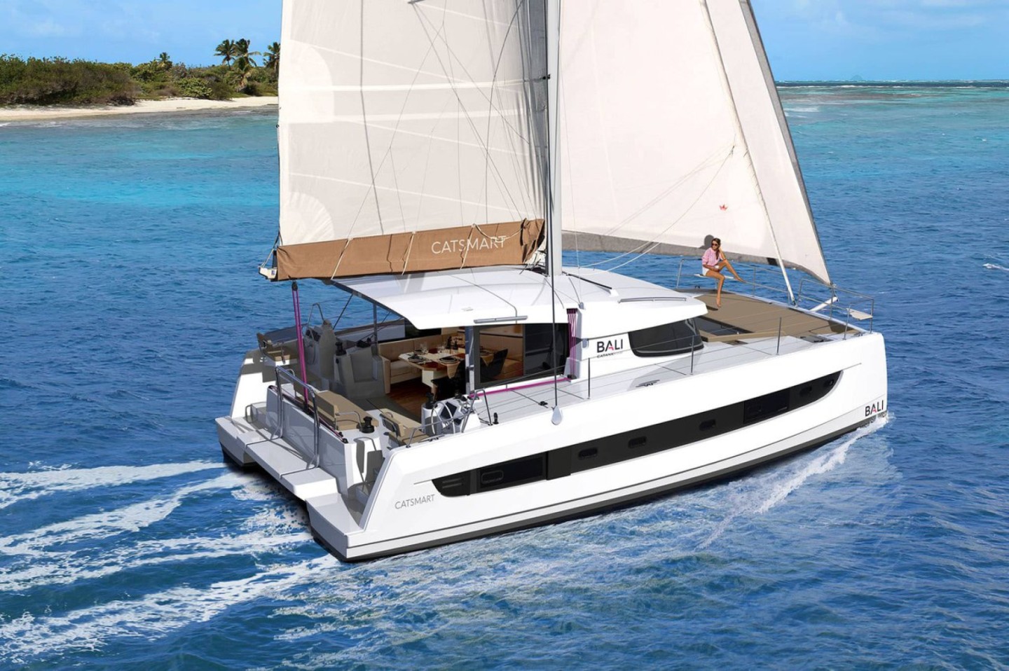 Bali Catsmart Marie eco solar catamaran charter from Deme of Volos, Greece