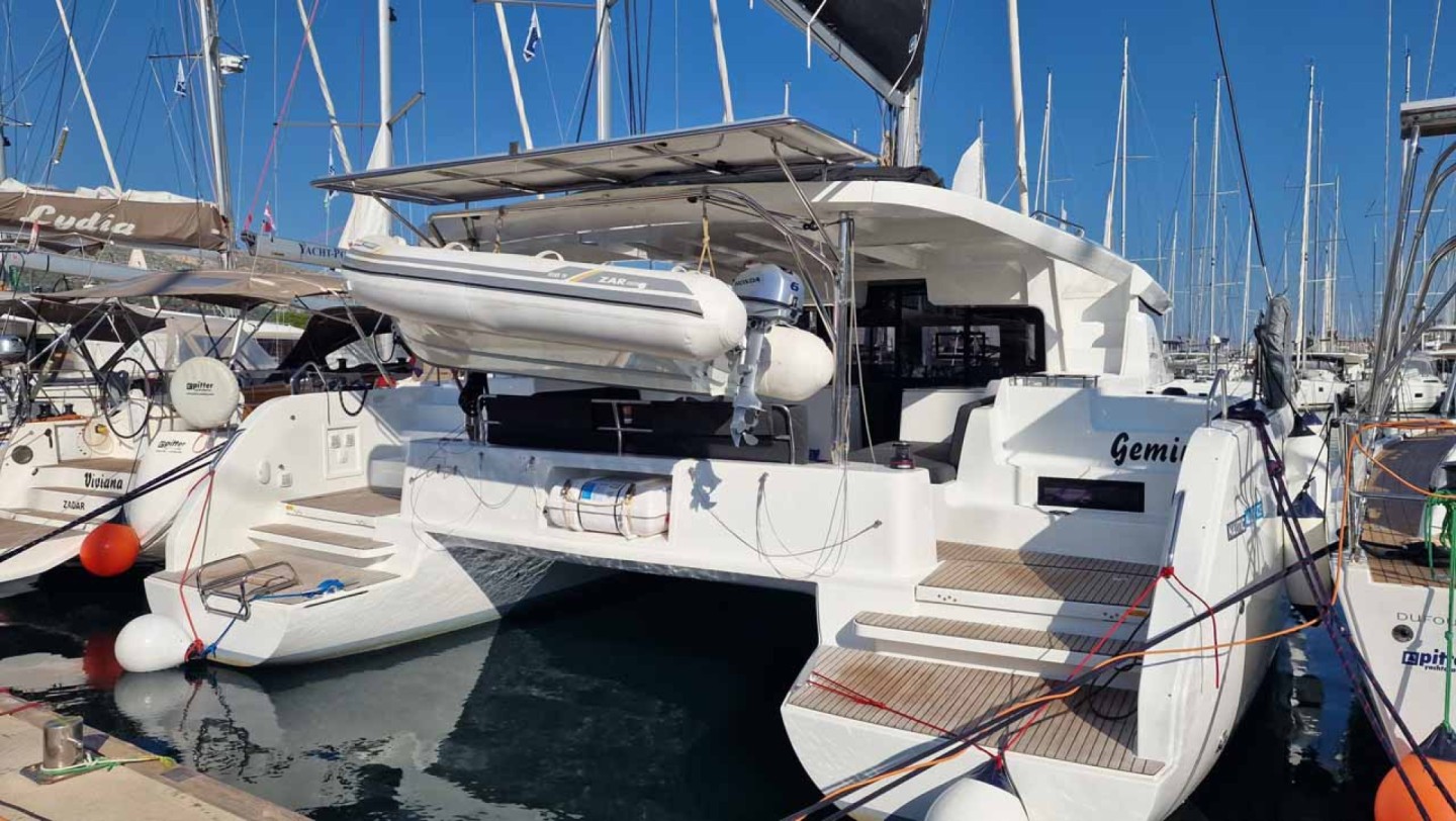 Lagoon 46 eco solar catamaran charter in Golfo Aranci, Italy