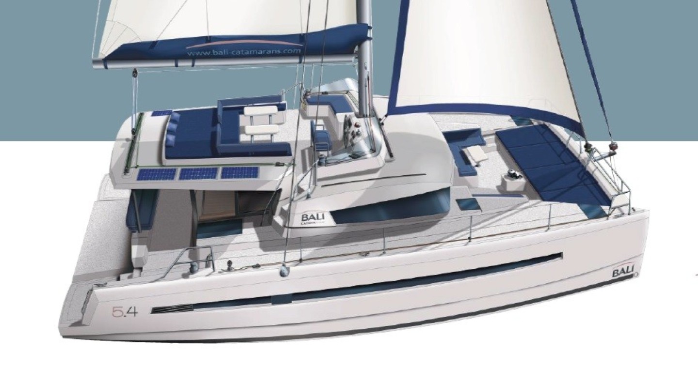 Bali 5.4 eco solar catamaran GILISS charter in Raiatea, French Polynesia