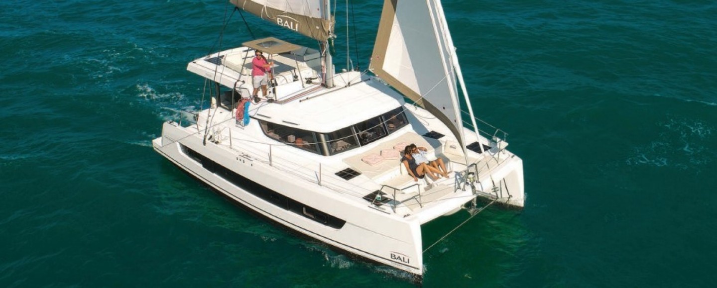 Bali Catspace Voile eco solar catamaran charter in Nydri, Greece