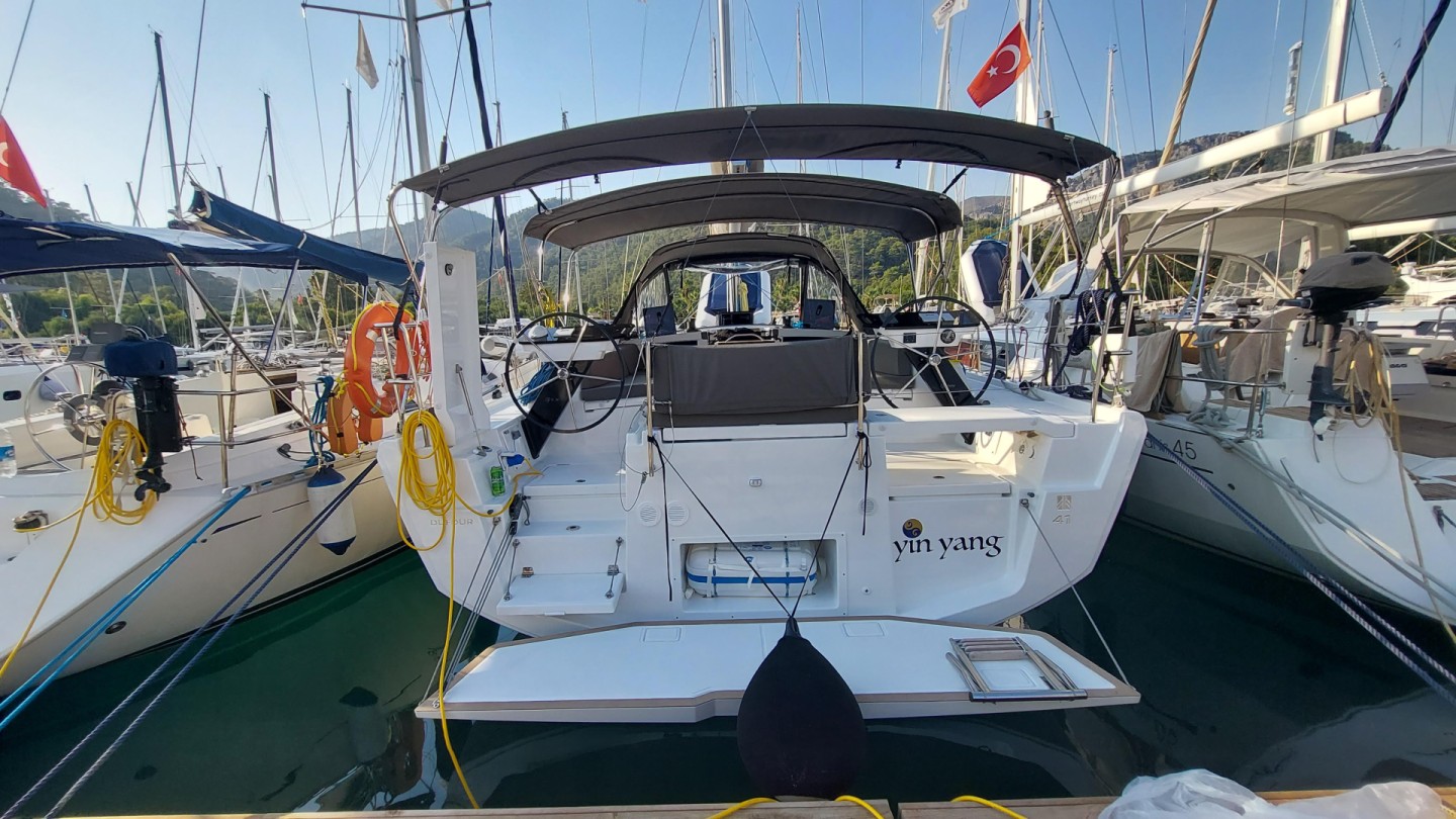 Dufour 41 Yin Yang eco solar sailboat charter at Göcek Village Port