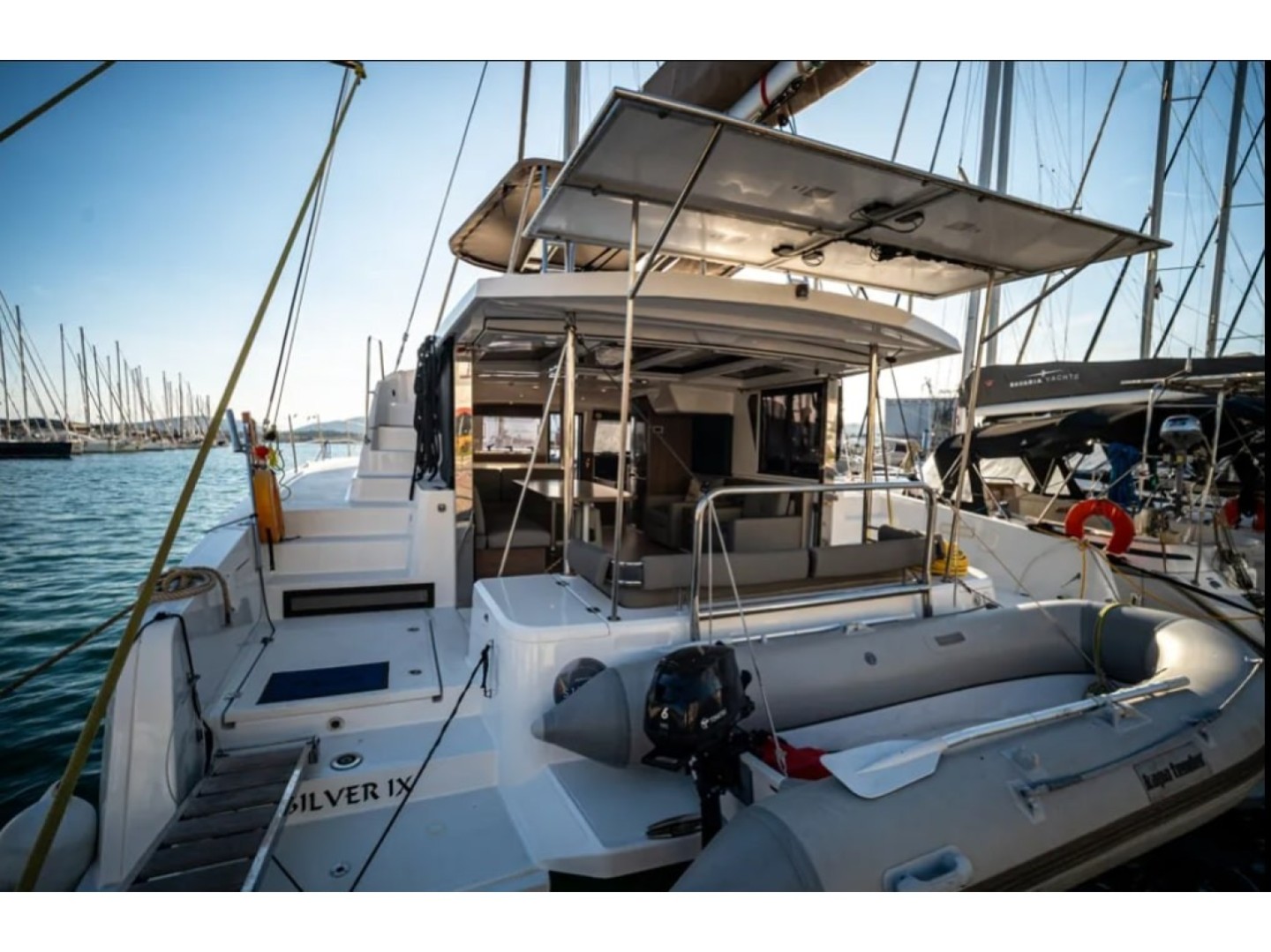 Bali 4.2 eco solar catamaran charter at Port of Volos, Greece
