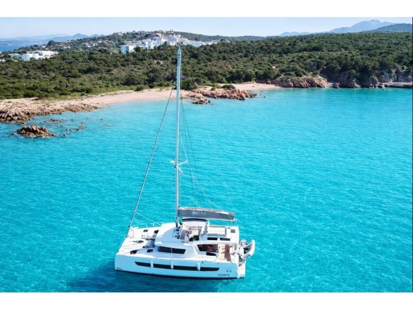 Bali 4.6 2024 eco solar catamaran charter in Olbia, Sardinia