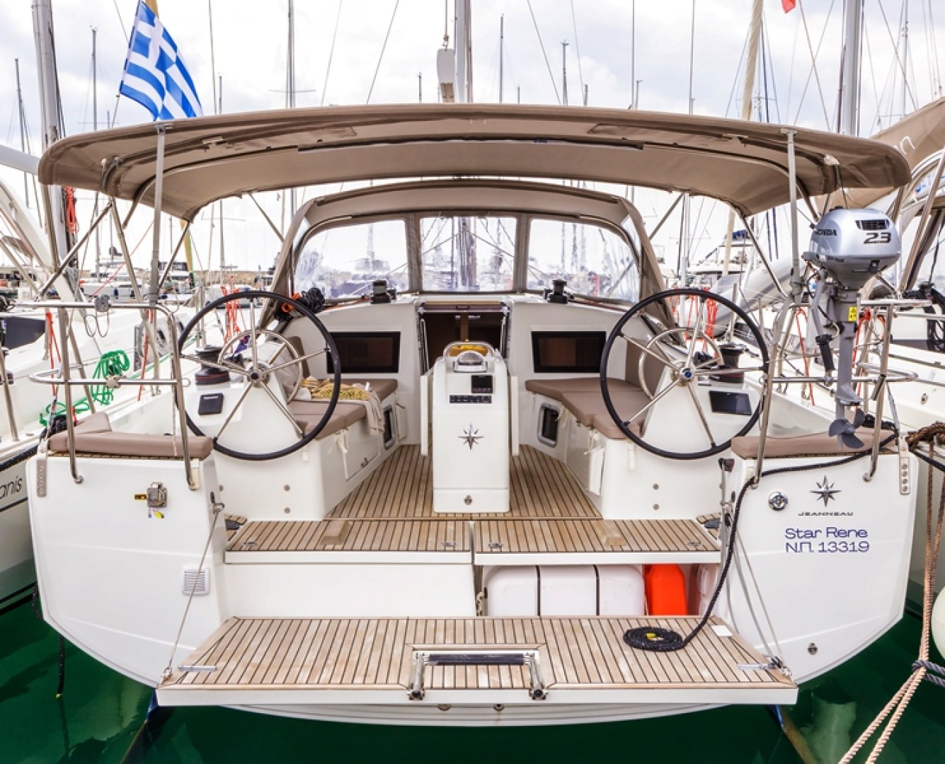 Jeanneau Sun Odyssey 410 eco solar sailboat charter in Néa Péramos, Greece