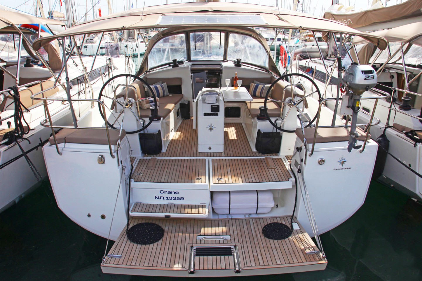 Jeanneau Sun Odyssey 440 eco solar yacht charter in Benitses, Greece