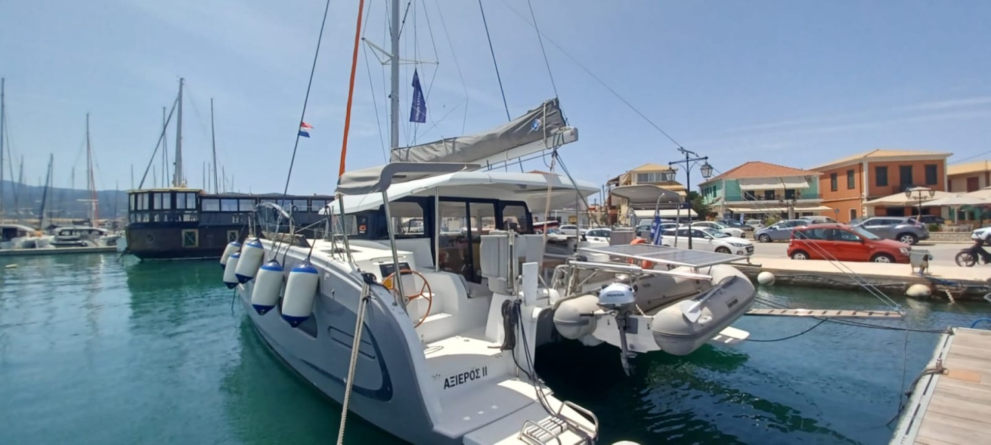 Excess 11 eco solar catamaran charter at Lygia Marina, Greece