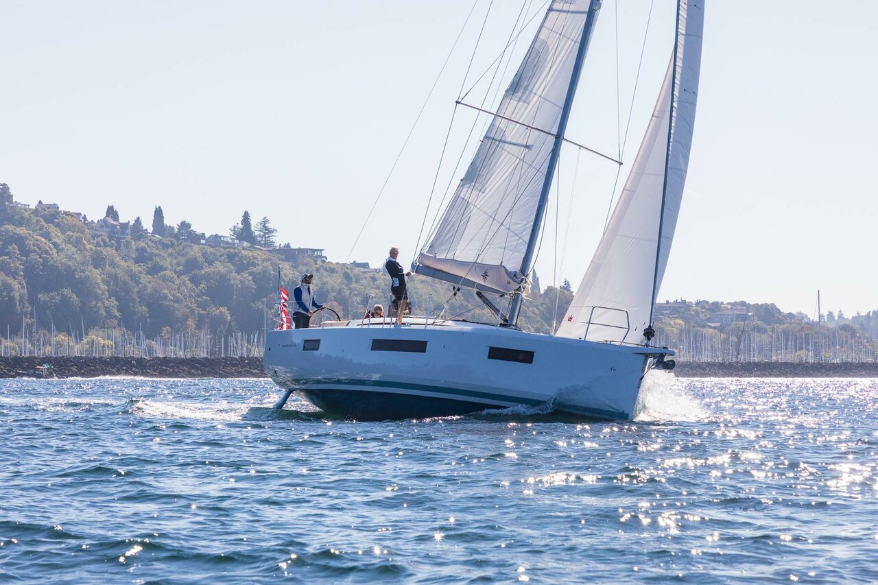 Jeanneau Sun Odyssey 440 eco solar sailboat charter in Skiathos, Greece