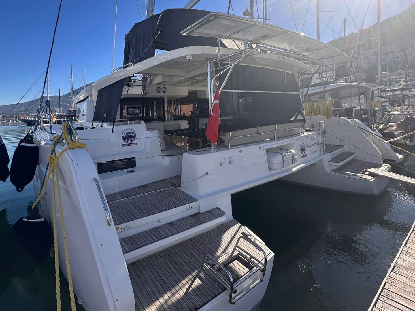 Lagoon 46 eco solar catamaran charter in Fethiye, Turkey