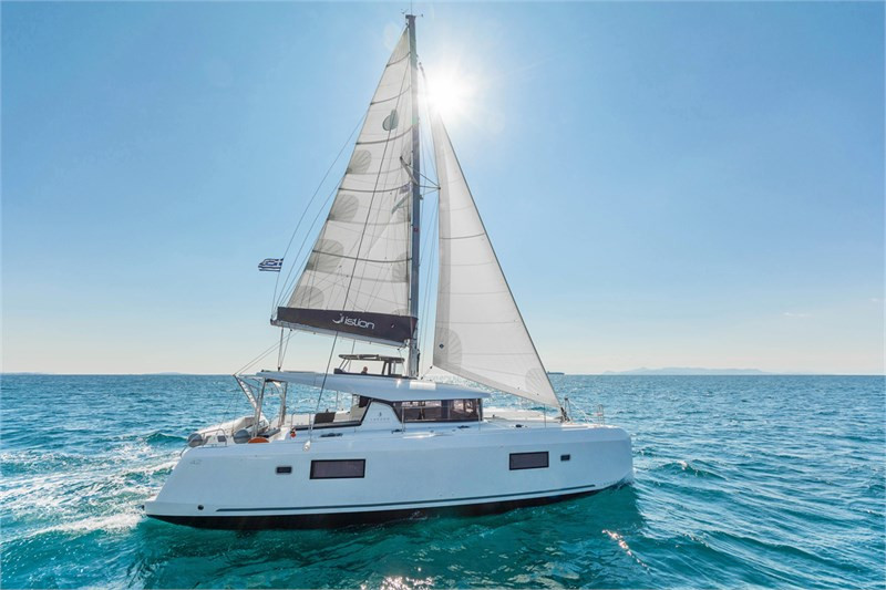 Lagoon 42 eco solar catamaran charter in Skiathos, Greece