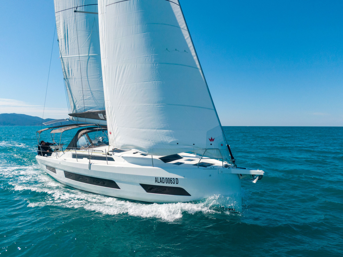 Dufour 41 eco solar sailboat Tamata charter in Piombino, Italy