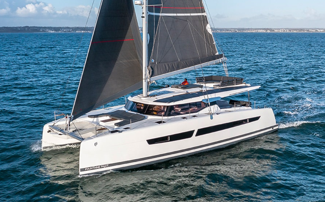 Fountaine Pajot Aura 51 eco solar catamaran charter in Marina Ibiza, Spain