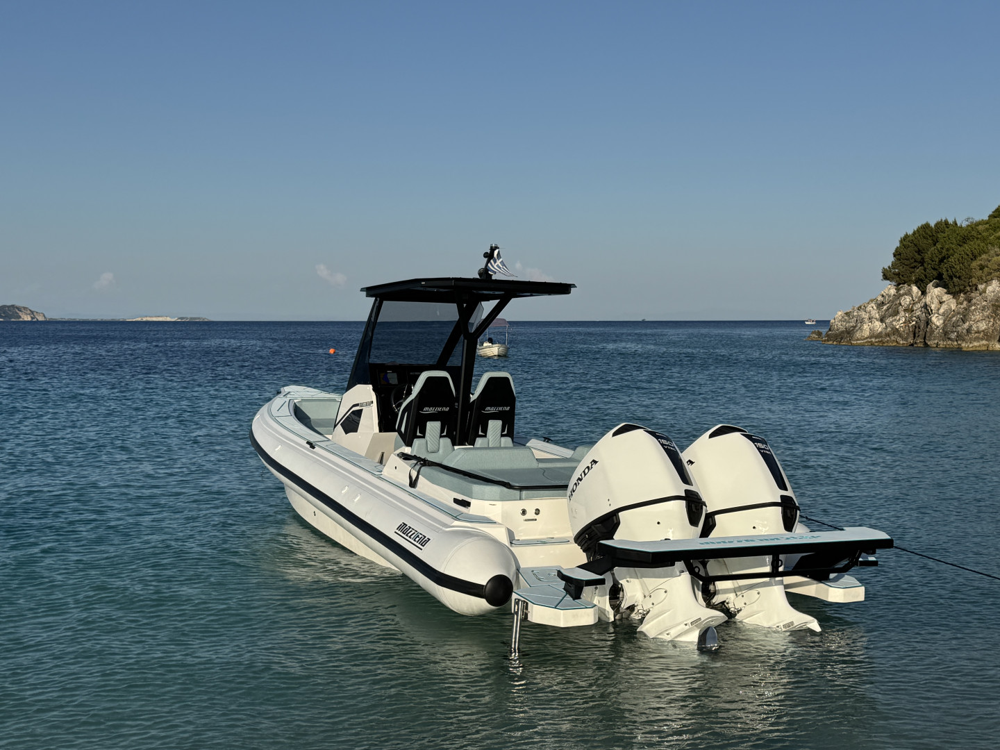 Mazziena SP 26 eco solar RIB charter in Zakynthos, Greece