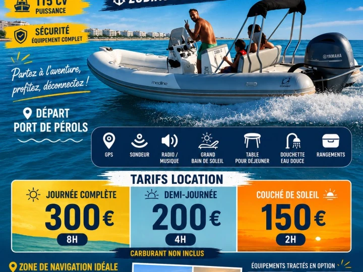 Semi-rigide à louer à Carnon-Plage au meilleur prix
