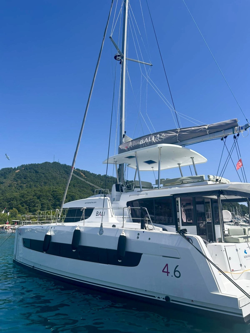 Bali 4.6 eco solar catamaran charter in Göcek, Turkey