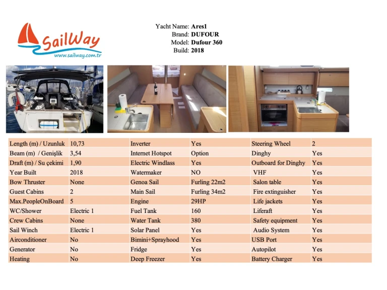 Location bateau Dufour Dufour 360 Grand Large à Adaköy sur Samboat